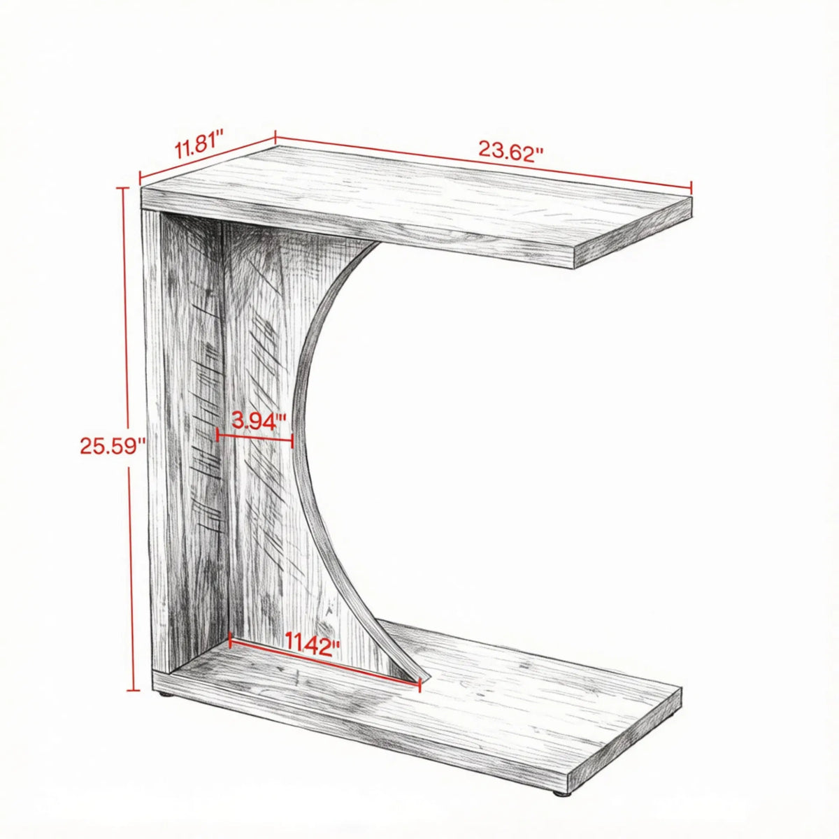 Close view of the side table top with a tablet and cup