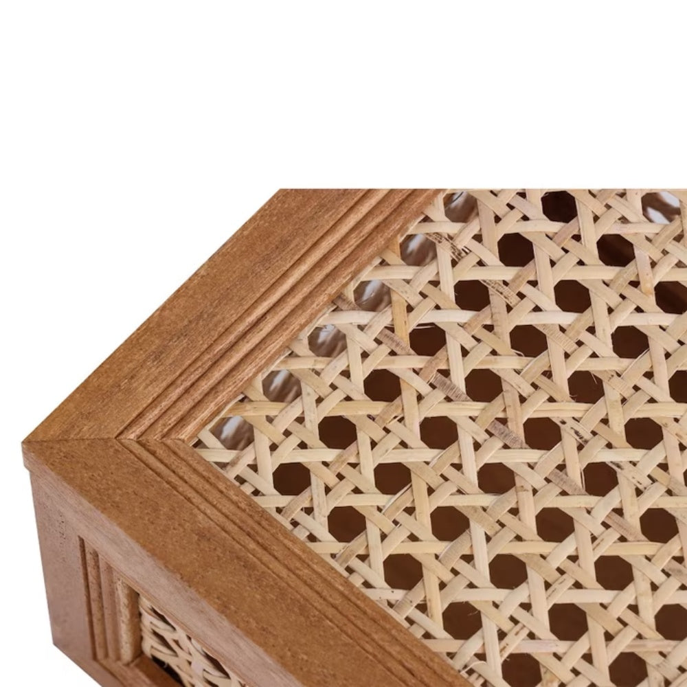 Detail of the woven rattan cane paneling
