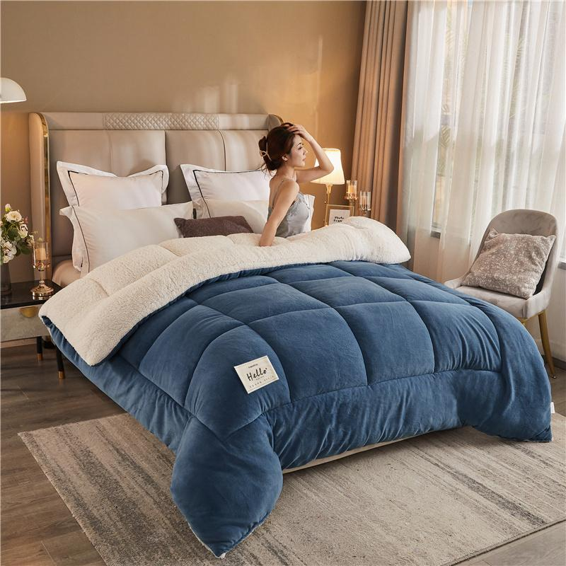 Reversible Sherpa Comforter — Ultra Warm Thick Plush Bedding Quilt