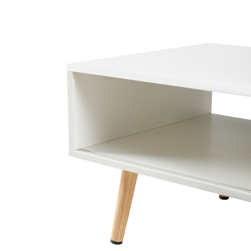Side view of the coffee table interior shelf