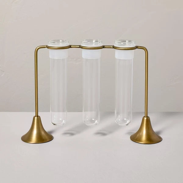Close-up of the brass frame and glass tubes
