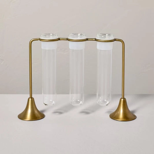 Close-up of the brass frame and glass tubes